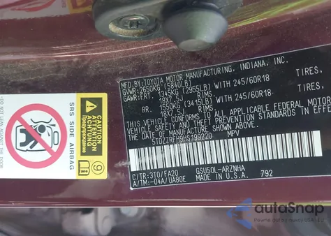 2017 Toyota Highlander Le Plus from USA, damaged, VIN 5TDZZRFH9HS199220